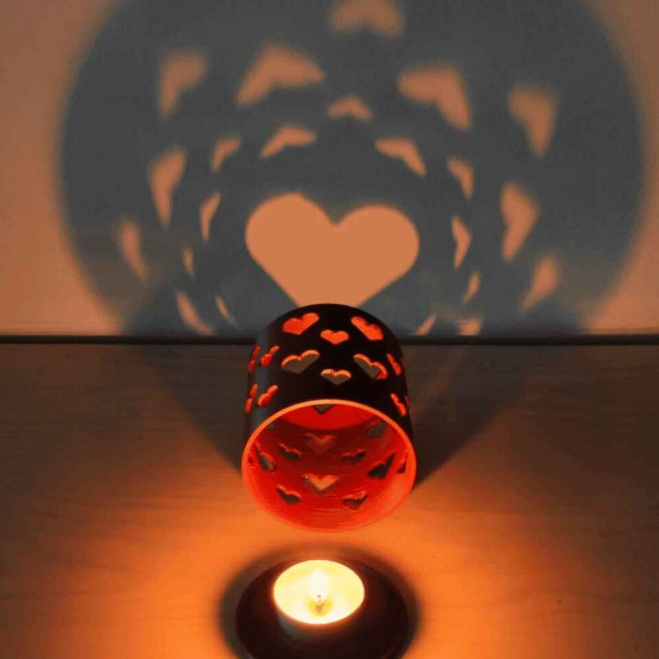 Aşk Işığı Kalpli Mumluk