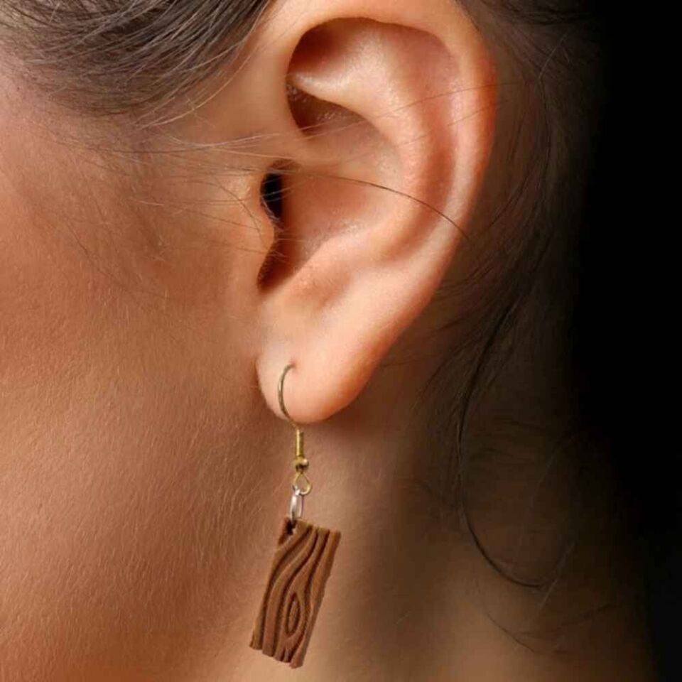 Ahşap Tahta Görünümlü Küpe