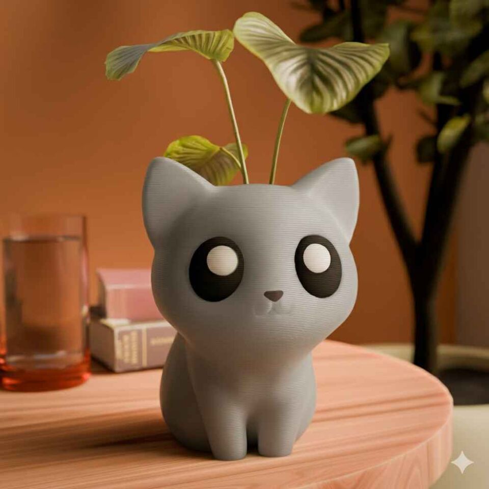 Kedi Temalı Saksı